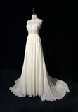 Vintage Bridal Gown 1960s A line Spaghetti Straps White Chiffon Long White Wedding Dresses Elegant Bridal Gowns HZ1121