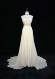 Vintage Bridal Gown 1960s A line Spaghetti Straps White Chiffon Long White Wedding Dresses Elegant Bridal Gowns HZ1121