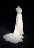 Vintage Bridal Gown 1960s A line Spaghetti Straps White Chiffon Long White Wedding Dresses Elegant Bridal Gowns HZ1121
