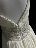 Vintage Bridal Gown 1960s A line Spaghetti Straps White Chiffon Long White Wedding Dresses Elegant Bridal Gowns HZ1121