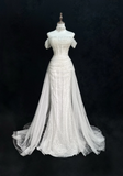 Vintage Bridal Gown 1960s Mermaid Off The Shoulder Sequin Long White Wedding Dresses Elegant Bridal Gowns HZ1121