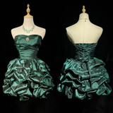 Vintage Ball Gown Sweetheart Taffeta Dark Green Sleeveless Mini Short Formal 8th Grade Homecoming Dresses Summer Middle School Hoco Dress Homecoming Outfits HZ1121