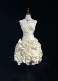 Vintage Ball Gown Sweetheart Taffeta White Sleeveless Mini Short Formal 8th Grade Homecoming Dresses Summer Middle School Hoco Dress Homecoming Outfits HZ1121