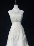 Vintage Bridal Gown 1960s A Line Strapless Tulle Lace Long White Wedding Dresses Elegant Bridal Gowns HZ1121