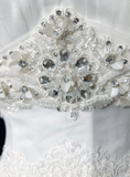 Vintage Bridal Gown 1960s A Line Strapless Tulle Lace Long White Wedding Dresses Elegant Bridal Gowns HZ1121