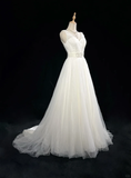 Vintage Bridal Gown 1960s Ball Gown V Neck Tulle Long White Wedding Dresses Elegant Bridal Gowns HZ1121