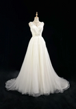 Vintage Bridal Gown 1960s Ball Gown V Neck Tulle Long White Wedding Dresses Elegant Bridal Gowns HZ1121