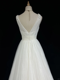 Vintage Bridal Gown 1960s Ball Gown V Neck Tulle Long White Wedding Dresses Elegant Bridal Gowns HZ1121