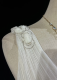Vintage Bridal Gown 1960s Ball Gown V Neck Tulle Long White Wedding Dresses Elegant Bridal Gowns HZ1121
