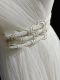 Vintage Bridal Gown 1960s Ball Gown V Neck Tulle Long White Wedding Dresses Elegant Bridal Gowns HZ1121