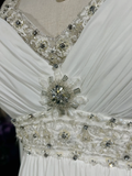 Vintage Bridal Gown 1960s A Line V Neck Chiffon Long White Wedding Dresses Elegant Bridal Gowns HZ1121