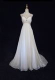 Vintage Bridal Gown 1960s A Line V Neck Chiffon Long White Wedding Dresses Elegant Bridal Gowns HZ1121