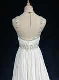 Vintage Bridal Gown 1960s A Line V Neck Chiffon Long White Wedding Dresses Elegant Bridal Gowns HZ1121