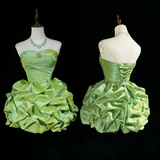 Vintage Ball Gown Sweetheart Taffeta Green Sleeveless Mini Short Formal 8th Grade Homecoming Dresses Summer Middle School Hoco Dress Homecoming Outfits HZ1121