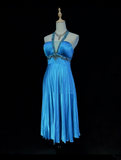 Pretty A line Halter Royal Blue Tea Length Formal 8th Grade Homecoming Dresses Summer Middle School Hoco Dress Homecoming Outfits HZ1121