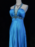 Pretty A line Halter Royal Blue Tea Length Formal 8th Grade Homecoming Dresses Summer Middle School Hoco Dress Homecoming Outfits HZ1121