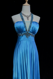 Pretty A line Halter Royal Blue Tea Length Formal 8th Grade Homecoming Dresses Summer Middle School Hoco Dress Homecoming Outfits HZ1121