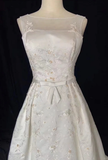 Vintage A line Bateau White Satin Long 1940s 1950s Wedding Dresses Elegant Bridal Gowns HZ1121