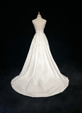 Vintage A line Bateau White Satin Long 1940s 1950s Wedding Dresses Elegant Bridal Gowns HZ1121