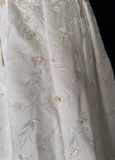 Vintage A line Bateau White Satin Long 1940s 1950s Wedding Dresses Elegant Bridal Gowns HZ1121