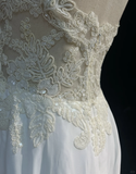 Vintage Mermaid Spaghetti Straps White Chiffon Appliques Long 1940s 1950s Wedding Dresses Elegant Bridal Gowns HZ1121