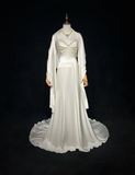 Vintage Mermaid Spaghetti Straps White Satin Beads Long 1940s 1950s Wedding Dresses Elegant Bridal Gowns HZ1121
