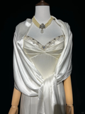 Vintage Mermaid Spaghetti Straps White Satin Beads Long 1940s 1950s Wedding Dresses Elegant Bridal Gowns HZ1121