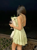 Pretty A Line Spaghetti Straps Yellow Satin Short Mini Formal 8th Grade Homecoming Dresses Summer Middle School Hoco Dress Homecoming Outfits HZ1121