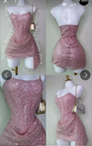 Cute Sheath Strapless Pink Sequin Mini Short Formal 8th Grade Homecoming Dresses Summer Middle School Hoco Dress Homecoming Outfits HZ1121