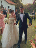 Princess Wedding Dress Ball Gown Strapless Tulle White Long Wedding Dresses Bridal Gowns Elegant Brides Gown HZ1121