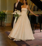 Unique Wedding Dress Ball Gown Square Neck Satin Long Wedding Dresses Bridal Gowns Elegant Brides Gown HZ1121