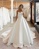 Classy Elegant Wedding Dress Ball Gown Strapless Satin Long Wedding Dresses Bridal Gowns HZ1121