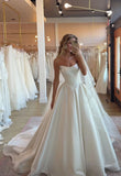 Classy Elegant Wedding Dress Ball Gown Strapless Satin White Wedding Dresses Bridal Gowns HZ1121