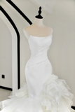 Unique Bridal Gown Mermaid Strapless White Satin Long Wedding Dresses Elegant Brides Gowns HZ1121