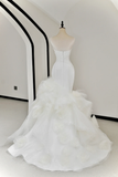 Unique Bridal Gown Mermaid Strapless White Satin Long Wedding Dresses Elegant Brides Gowns HZ1121