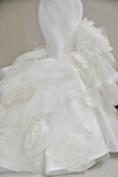Unique Bridal Gown Mermaid Strapless White Satin Long Wedding Dresses Elegant Brides Gowns HZ1121