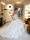 Classy Elegant Wedding Dress Ball Gown Strapless Satin Long Wedding Dresses Bridal Gowns HZ1121