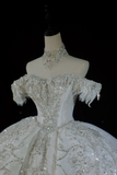 Timeless Bridal Gown Ball Gown Off The Shoulder Sequin Long Wedding Dresses Elegant Brides Gowns HZ1121