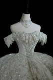 Timeless Bridal Gown Ball Gown Off The Shoulder Sequin Long Wedding Dresses Elegant Brides Gowns HZ1121