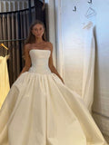 Classy Elegant Wedding Dress Ball Gown Strapless Satin Long Wedding Dresses Bridal Gowns HZ1121