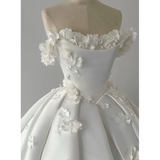 Dreamy Wedding Dress Ball Gown Off The Shoulder Satin White Wedding Dresses Bridal Gowns HZ1121