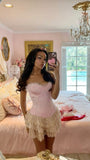 Cute A line Sweetheart Lace Pink Sleeveless Mini Short Formal 8th Grade Homecoming Dresses Summer Middle School Hoco Dress Homecoming Outfits HZ1121