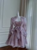 Fancy Short Hoco Dresses A line Straps Lilac Mini Blue Formal 8th Grade Homecoming Dresses Summer Middle School Homecoming Outfits HZ1121