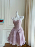 Fancy Short Hoco Dresses A line Straps Lilac Mini Blue Formal 8th Grade Homecoming Dresses Summer Middle School Homecoming Outfits HZ1121