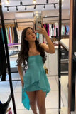 Cute A Line Tiffany Blue Strapless Sleeveless Mini Short Formal 8th Grade Homecoming Dresses Summer Middle School Hoco Dress Homecoming Outfits 25 Birthday Dress HZ1121