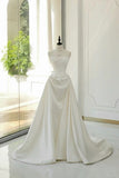 Classic Bridal Gown Ball Gown Strapless Satin Long White Wedding Dresses Elegant Bridal Gowns HZ1121