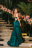 Elegant Mermaid Straps Green Satin Long Prom Dresses Party Dress Summer 20th Birthday Outfits 18th Birthday Dresses HZ1121
