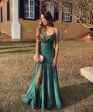 Elegant Mermaid Spaghetti Straps Slit Green Prom Dresses Party Dress Summer 20th Birthday Outfits 18th Birthday Dresses HZ1121
