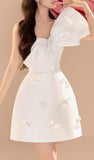 Pretty A line One Shoulder White Satin Formal 8th Grade Homecoming Dresses Summer Middle School Hoco Dress Homecoming Outfits HZ1121