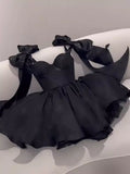 Pretty A line Black Satin Short Formal 8th Grade Homecoming Dresses Summer Middle School Hoco Dress Homecoming Outfits HZ1121